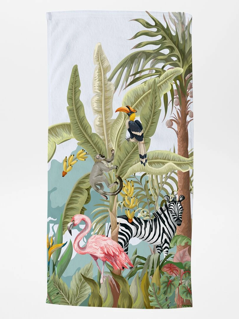 Drap de plage imprimé jungle Vert