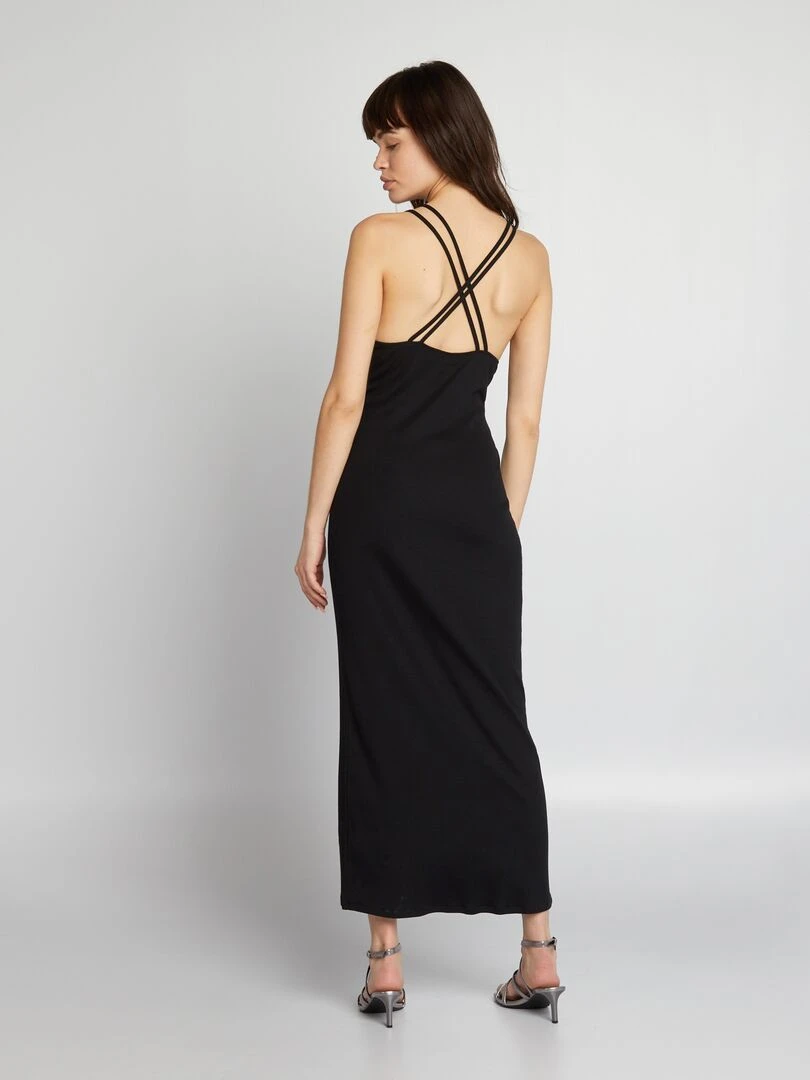 Robe en matière côtelée   noir