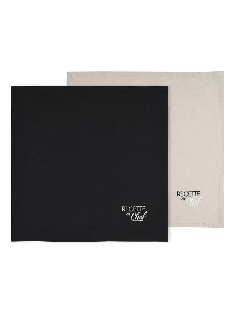 Duo de serviettes de tables bicolores Noir