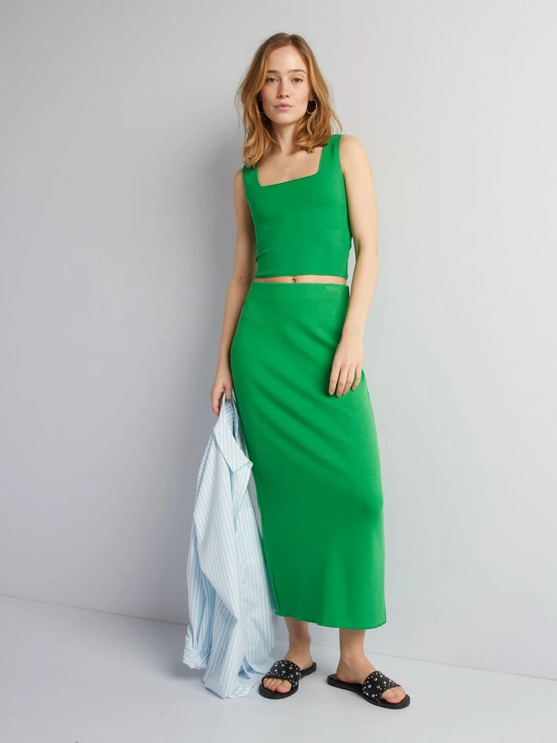 Jupe tube en maille Vert