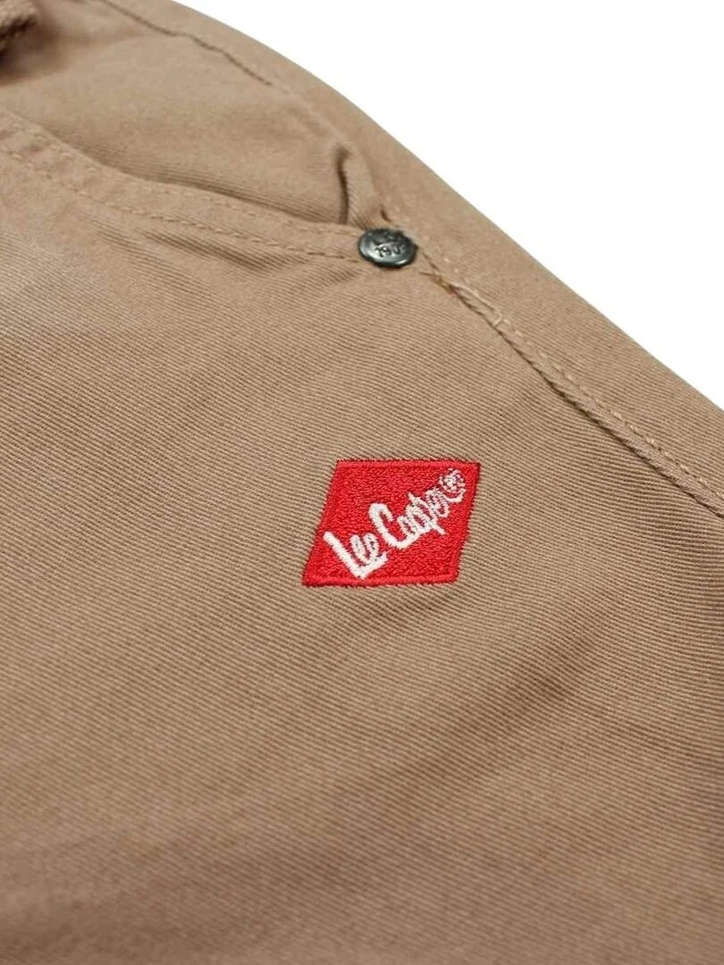Lee Cooper   Bermuda garçon imprimé logo en coton   Marron