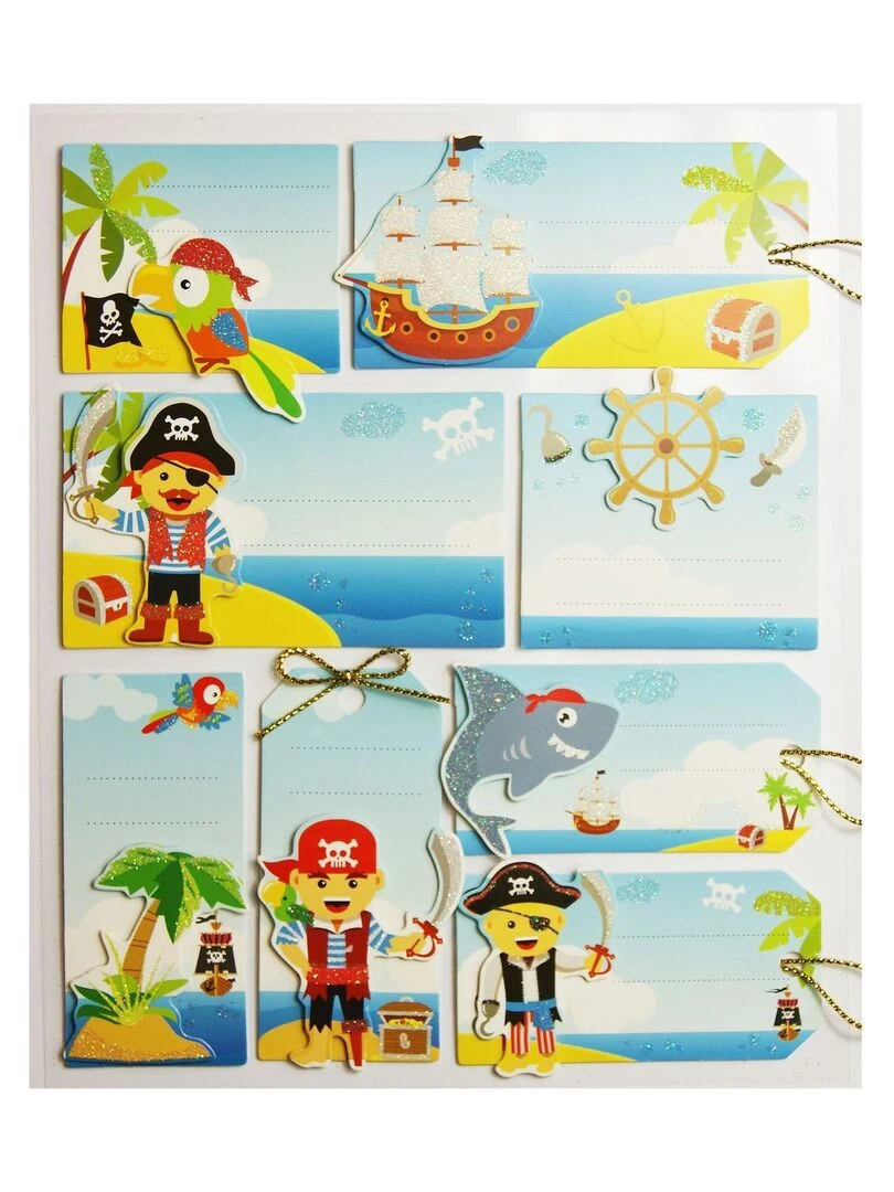 8 étiquettes autocollantes cadeaux Pirates Cordelettes N/A