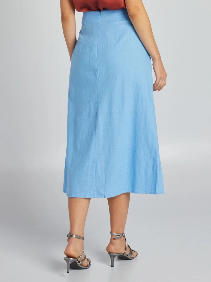 Jupe midi avec lin   Bleu