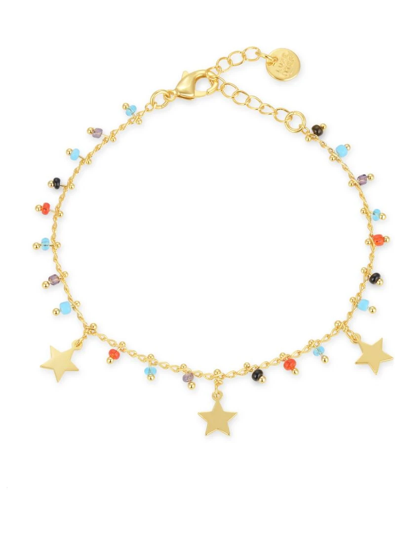 Bracelet en argent 925 et quartz hydrothermal multicolore avec finition plaquée or jaune 18K   Multicolore