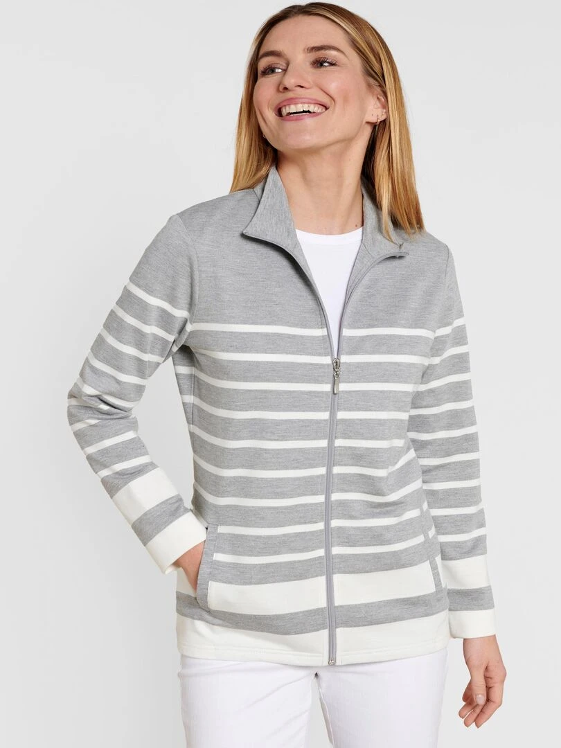 Gilet zippé intérieur bouclette Happy D. by Damart Gris chiné