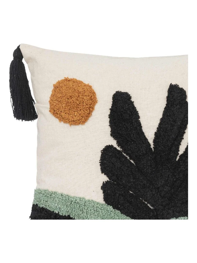 Coussin en coton tufté Beige