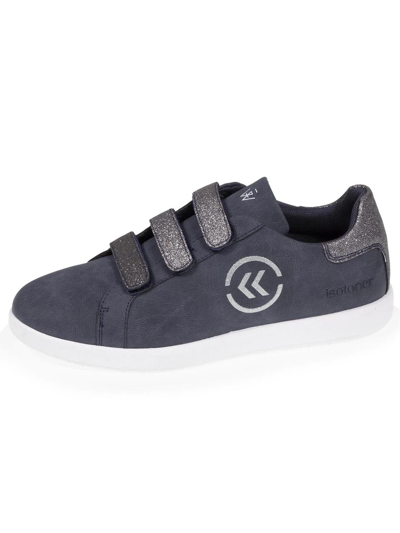 Isotoner Baskets Femme Scratch Pailleté Bleu Bleu