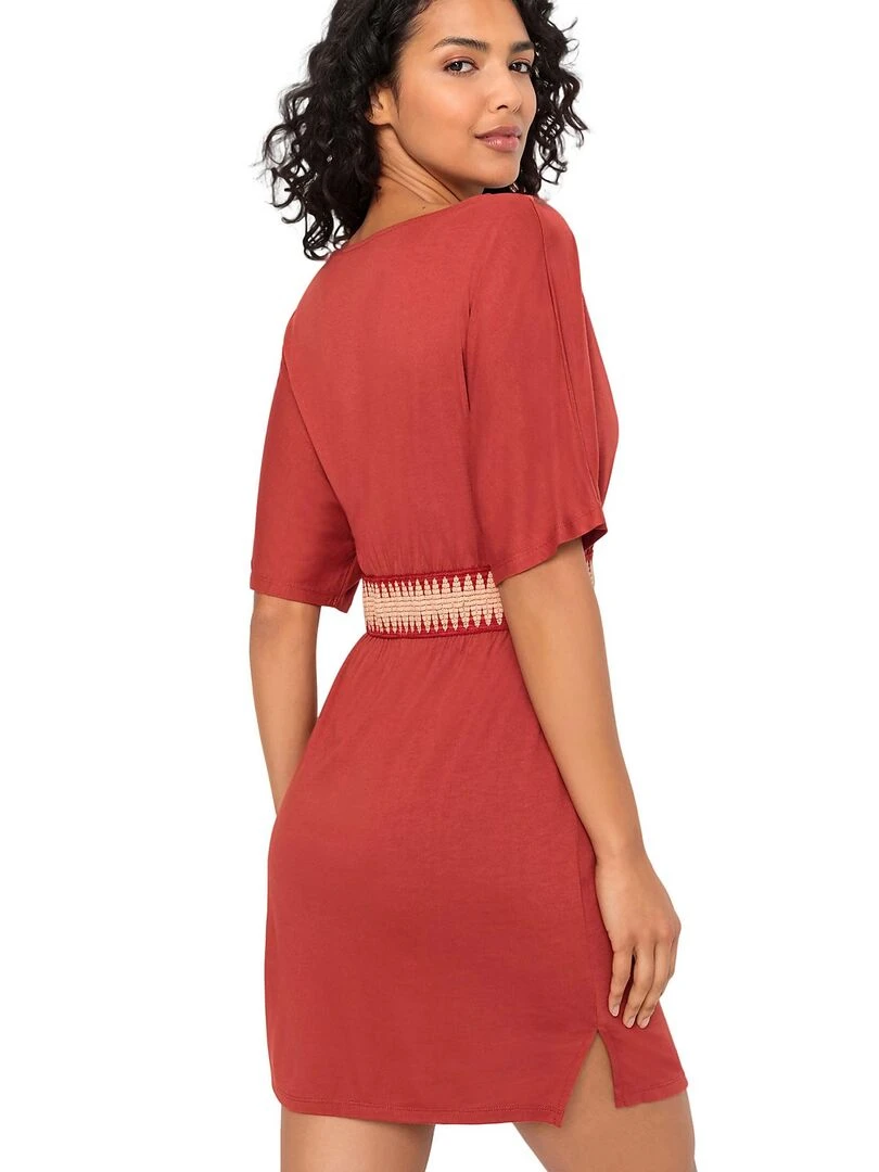 Robe estivale décolleté V Zick Zack Bordeaux