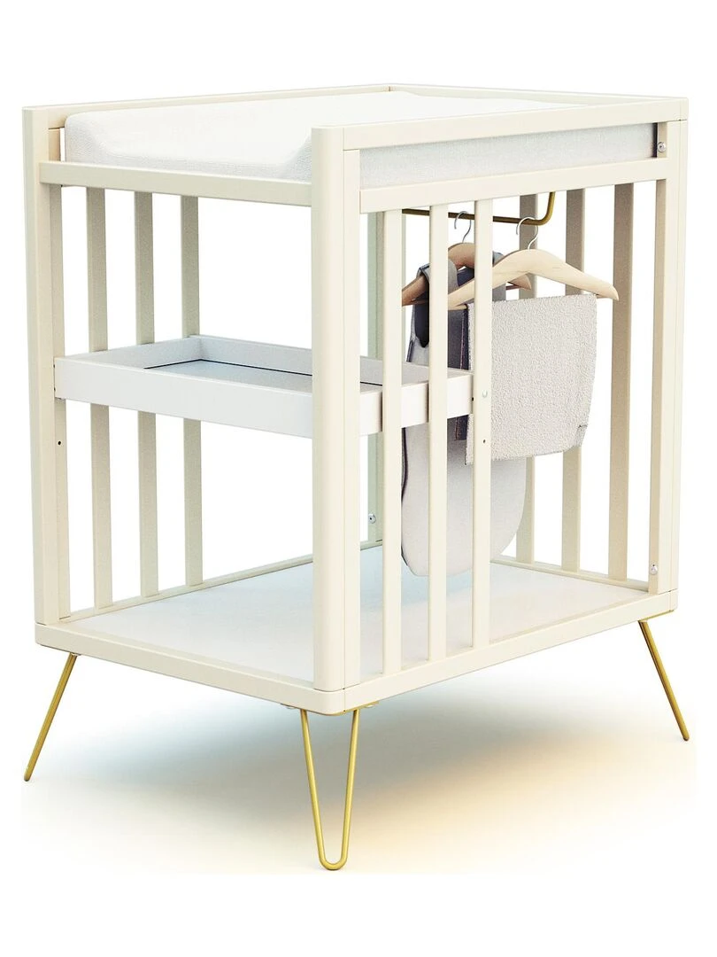 JURABABY Table à Langer 2 étagères ONLY Blanc Jaune