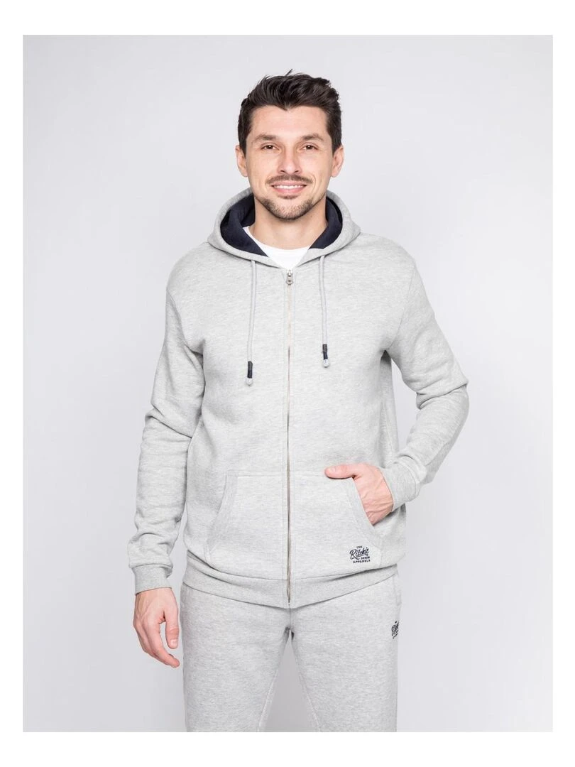 Sweat zippé capuche WAMIN Gris clair