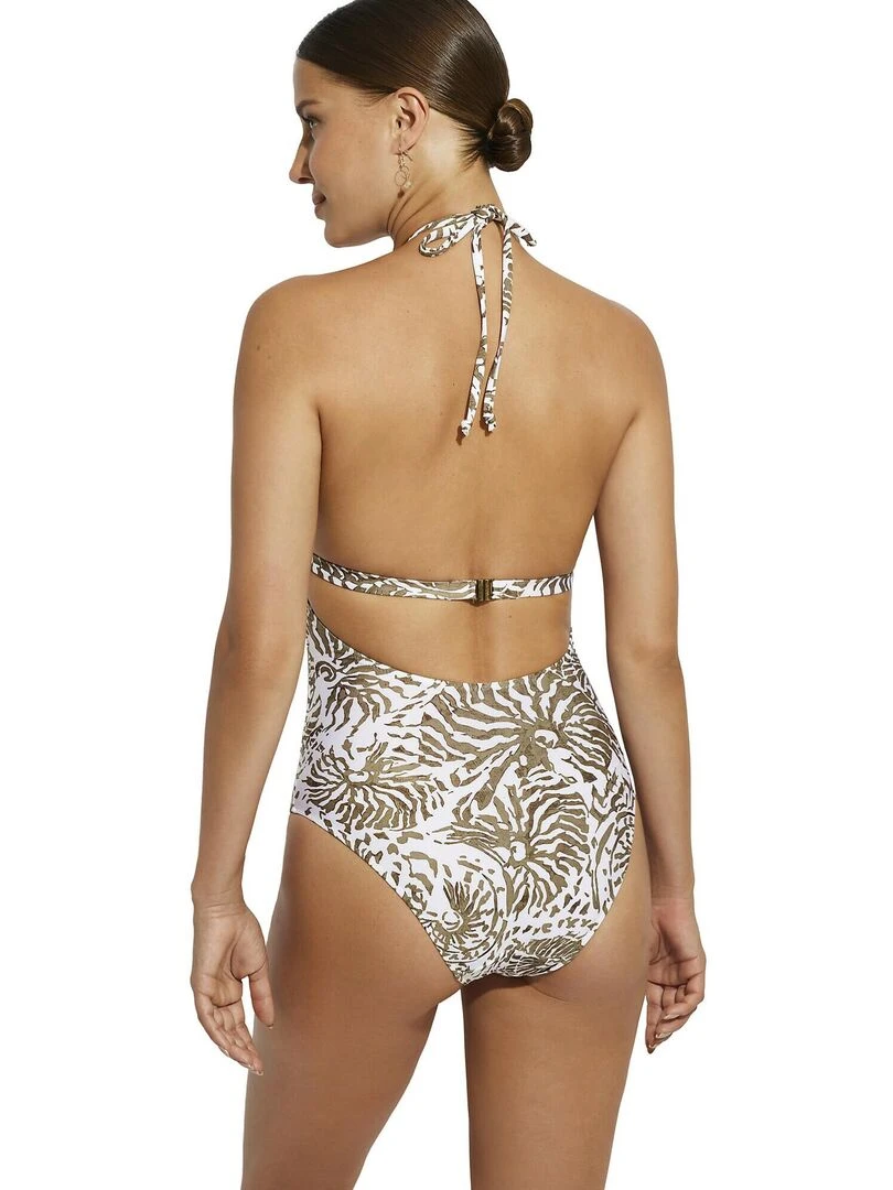 Maillot de bain écologique une pièce triangle préformé Malibu Blanc