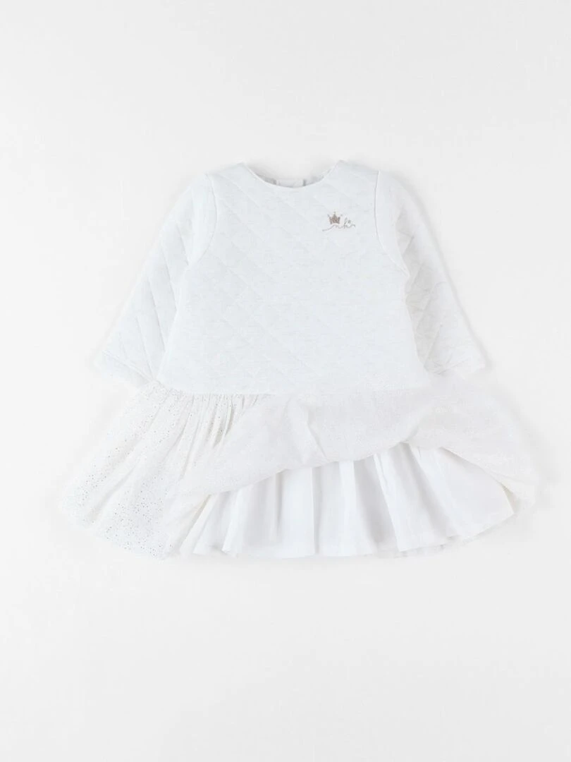 Robe bi matière paillette chiné/doré Noukie's Blanc