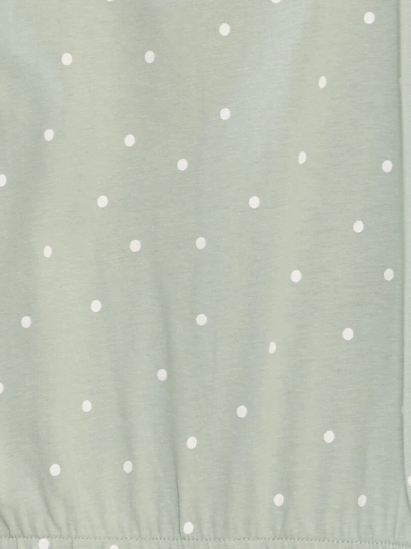 Combi short en coton à bretelles volantées   Kaki