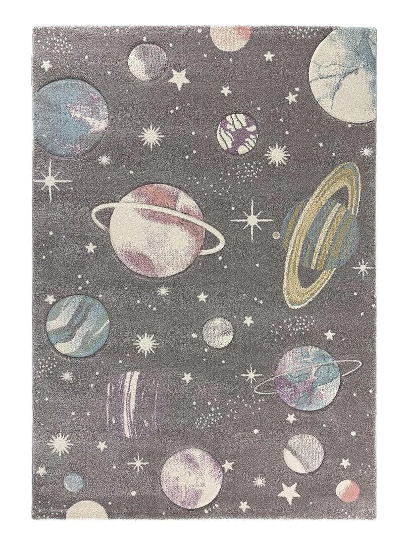 Tapis enfant PLANETKIDS en polypropylène doux et soyeux OEKO TEX® Gris