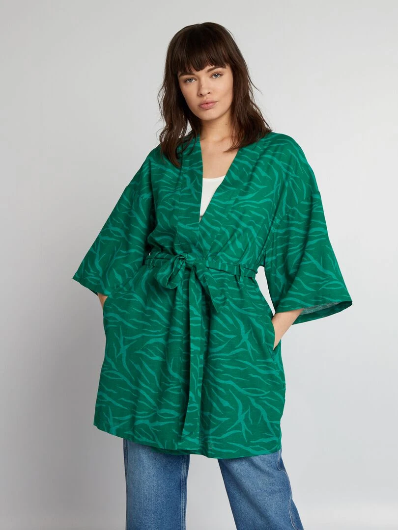 Veste kimono imprimé zébré   Vert