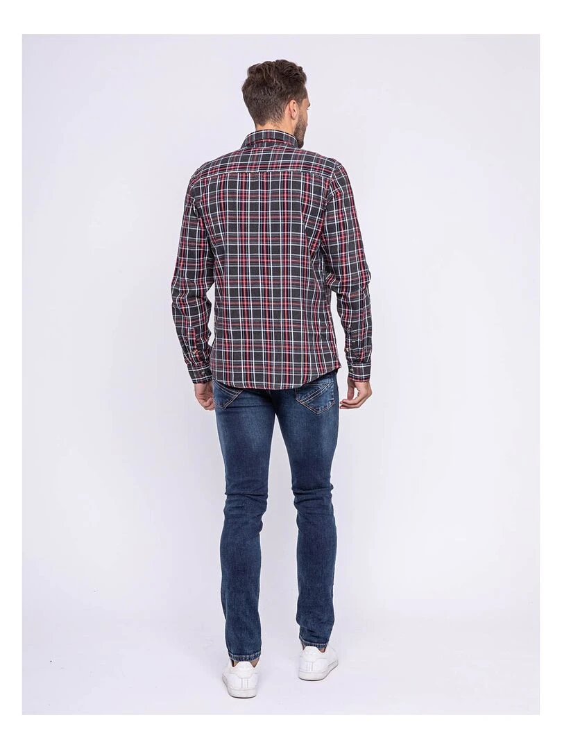 Chemise manches longues carreaux pur coton TILOUP Rouge