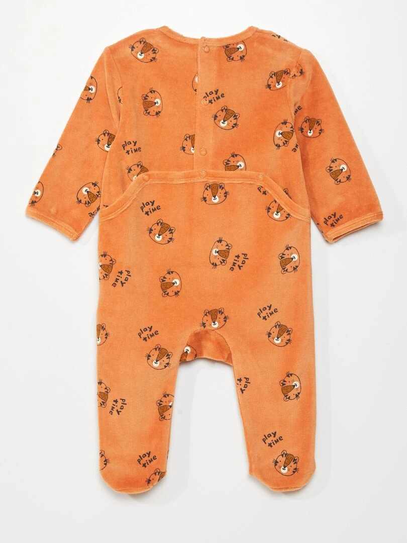 Pyjama dors bien en velours   Orange 'tigre'