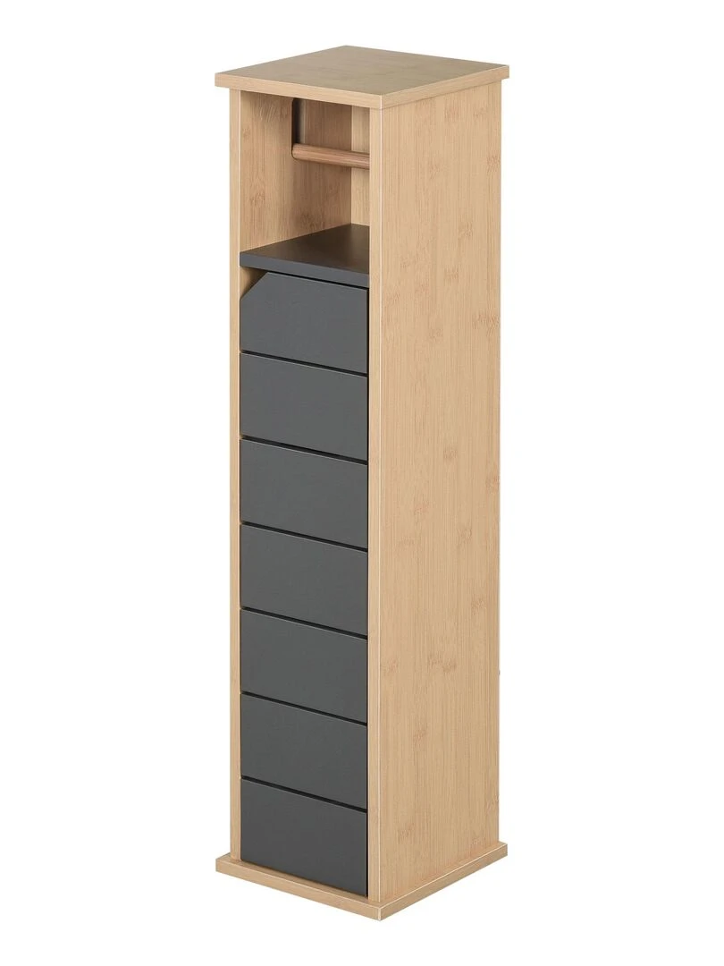 Support papier toilette porte papier toilette MDF gris bambou Gris