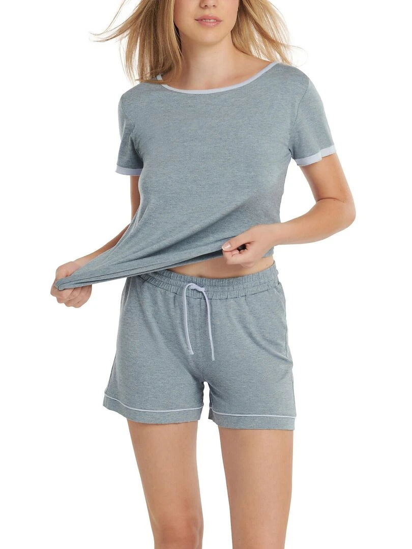 Haut pyjama t shirt manches courtes Laura   Gris