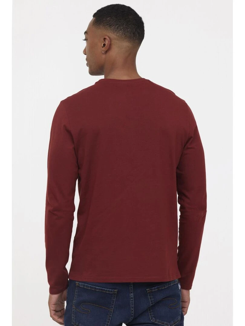 Lee Cooper   T Shirt manches longues coton regular AREO   Rouge brique