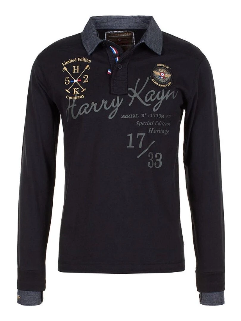 Polo manches longues homme CAZBA HARRY KAYN Noir Noir