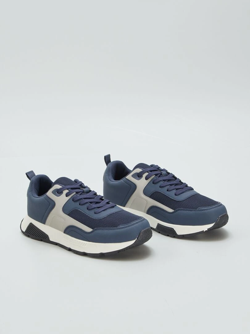 Baskets de sport en mesh tricolores Bleu