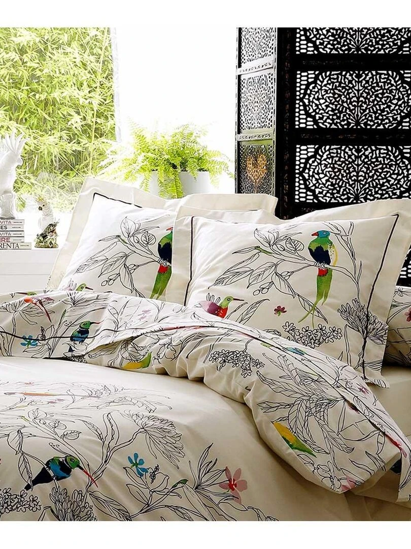 Taie d'oreiller faune et flore Ecru