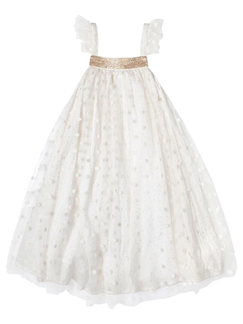 Robe Cérémonie Bohème Fille  Tulle Beige Or  ALIZEE   La Faute à Voltaire   Blanc Doré
