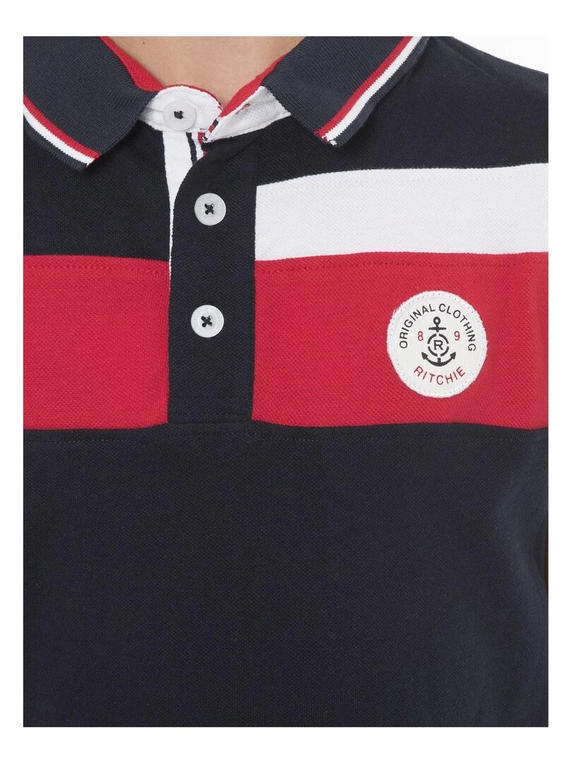 Polo pur coton PILANI BOY   Bleu marine