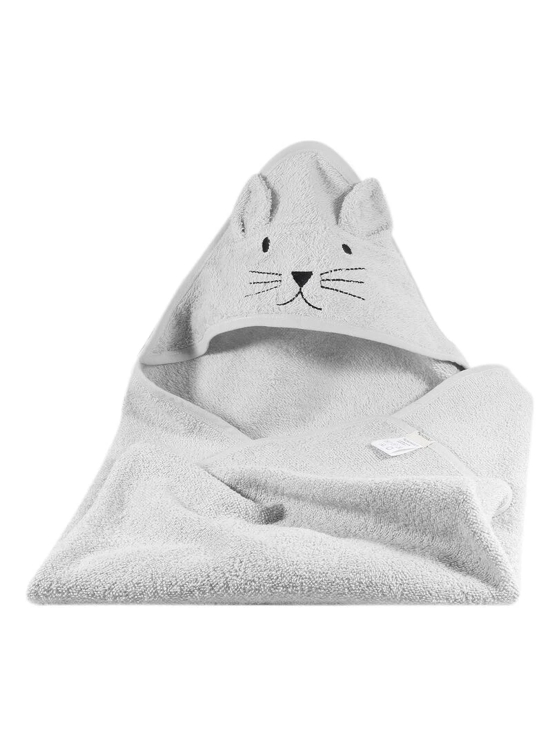 Cape de bain chat en coton   Gris