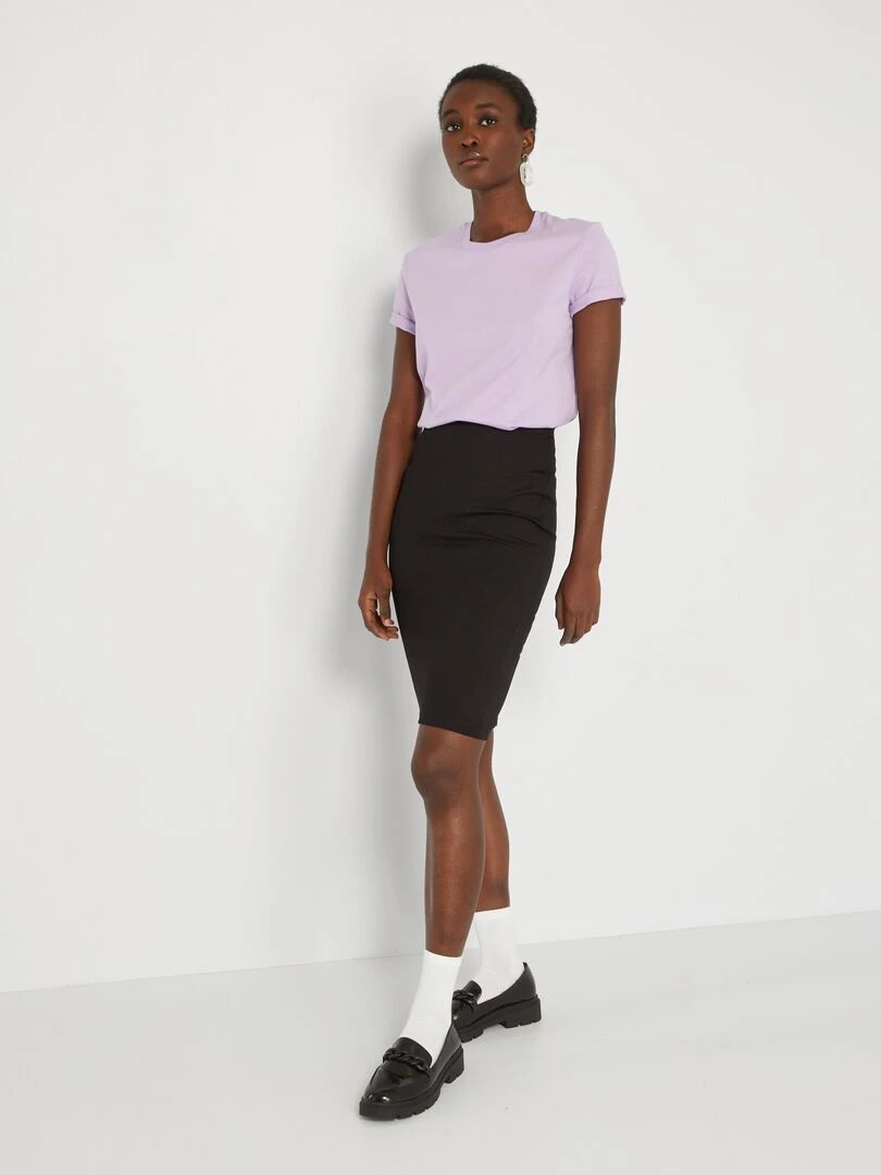 Jupe crayon en maille milano   noir