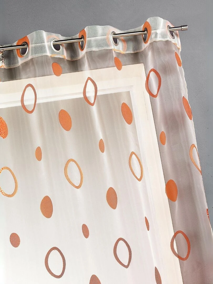 Voilage organza jacquard aux motifs cercles Orange