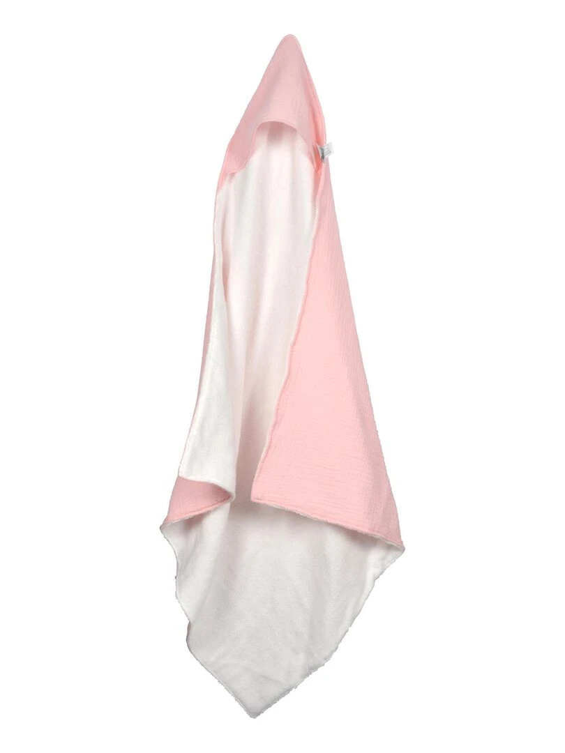 Cape de bain eponge et gaze de coton Rose