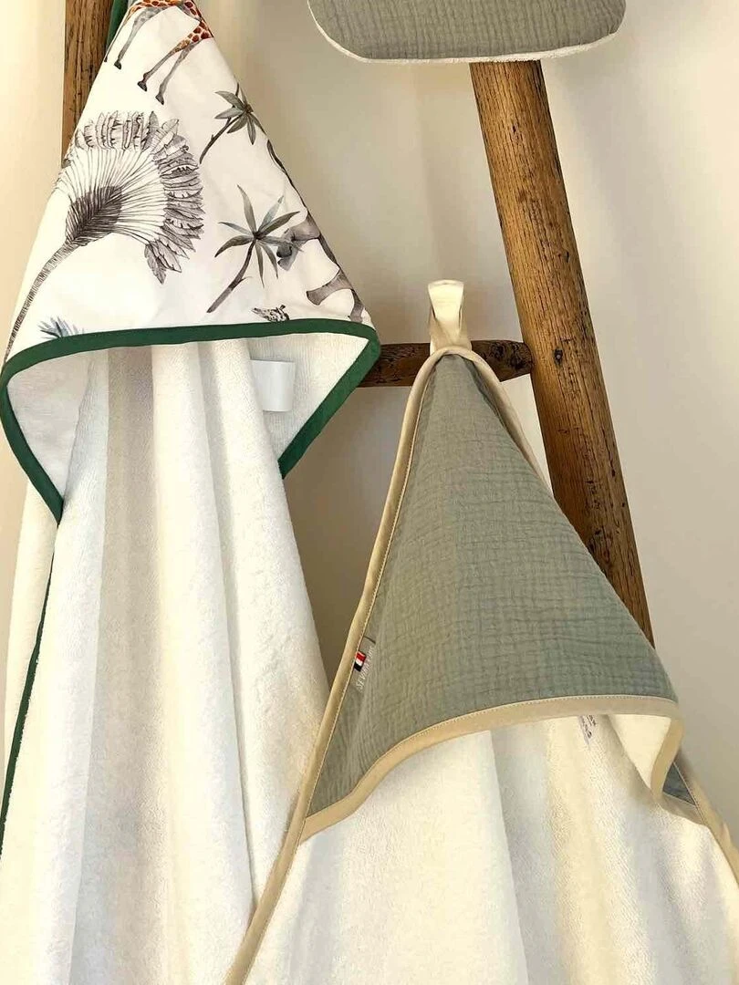 Cape de bain en gaze de coton  Jeanne   Vert d'eau