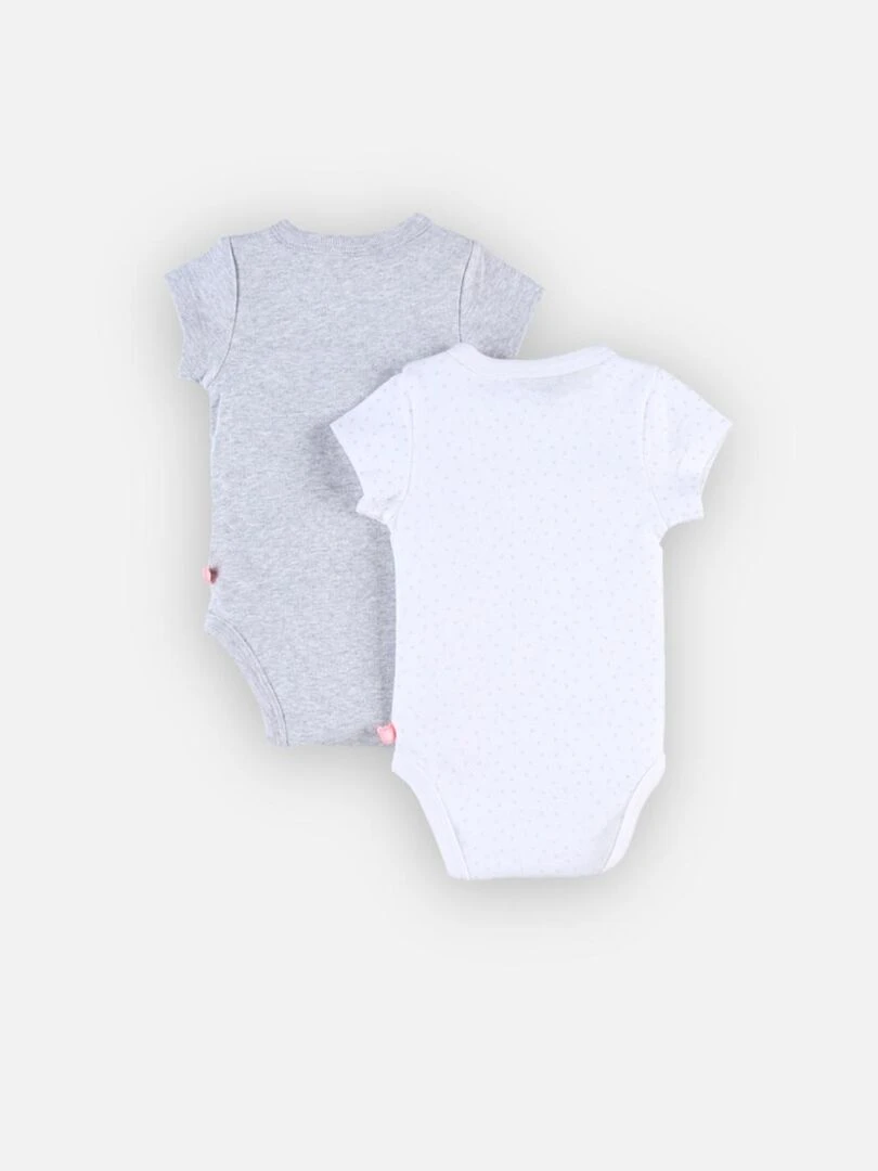 Set de 2 bodys croisés à manches courtes clair/blanc Noukie's Gris