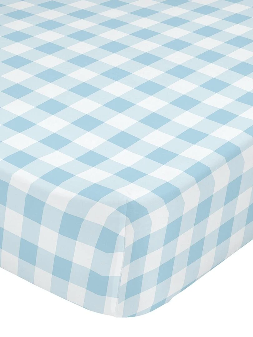 Drap housse Vichy "Happyfriday" Bleu