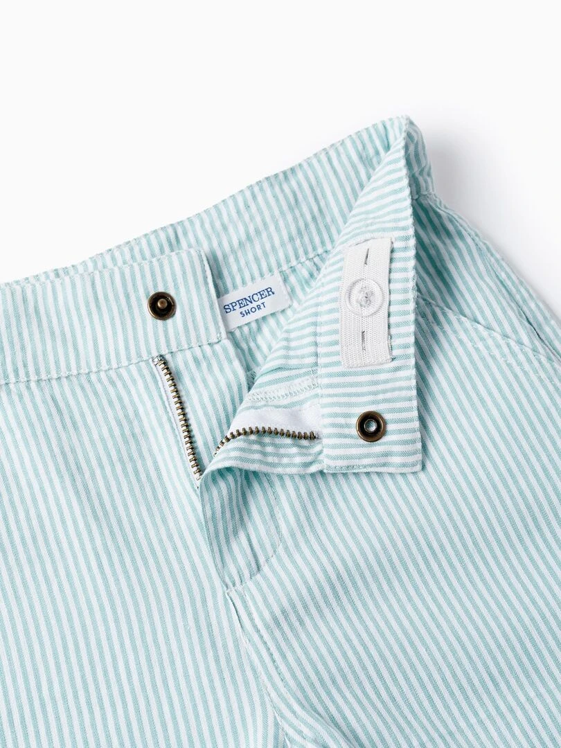 Short Chino À Rayures Pour Garçon   Vert