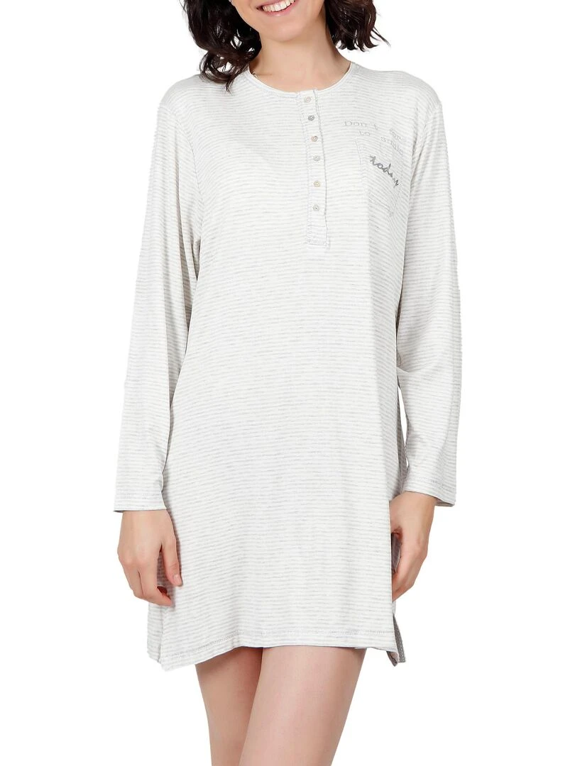 Chemise de nuit Do Not Forget To Smile gris Gris