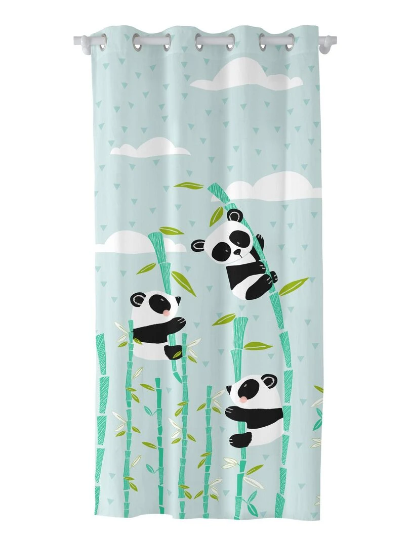 Rideau Panda garden blue "Happyfriday" Bleu