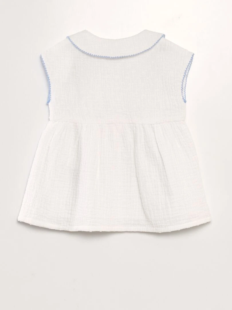 Robe en gaze de coton avec plumetis blanc