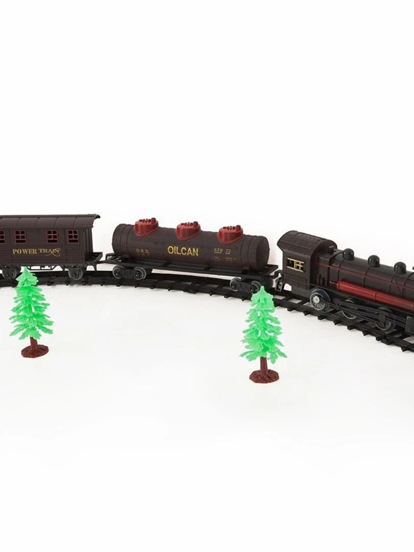 Train électrique 24 pièces du village de Noël Marron