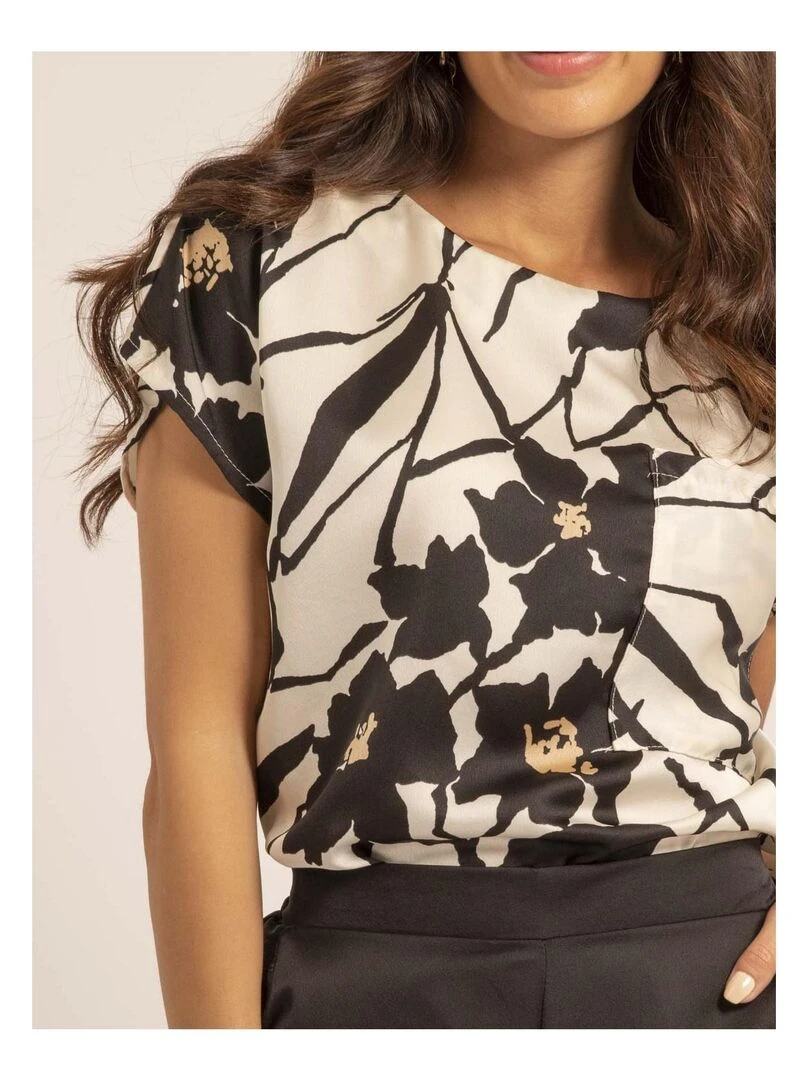 Top col rond motifs FIJELLE   Ecru