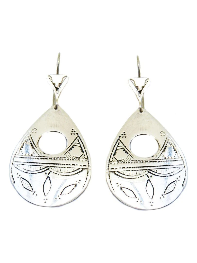 Boucles d'oreilles touareg forme goutte Argent