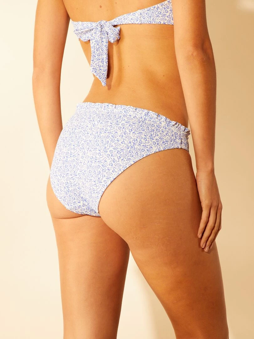 Culotte de bain nid d'abeille fleuri   Bleu