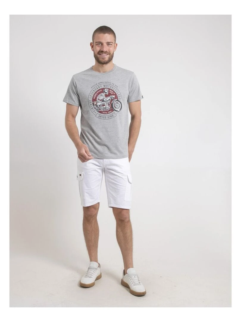 T shirt col rond pur coton NELIZIO   Gris