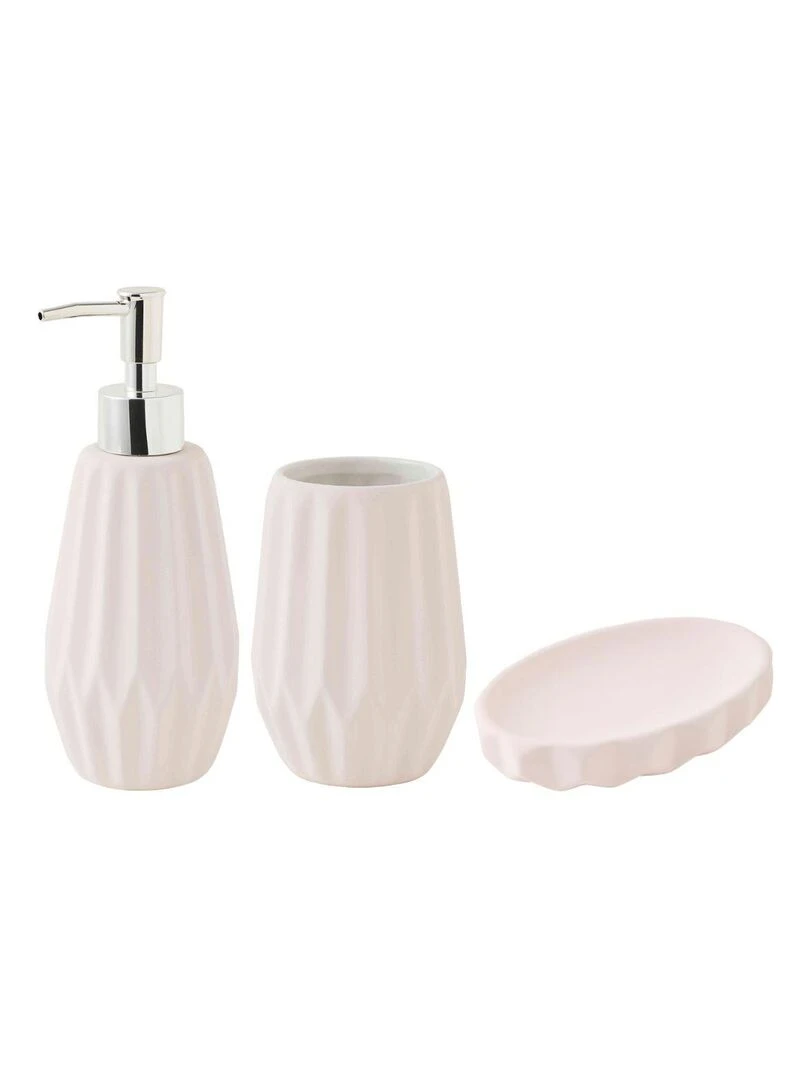 Guy Levasseur Set de salle de bain 3 pièces en céramique rose poudré Rose pâle