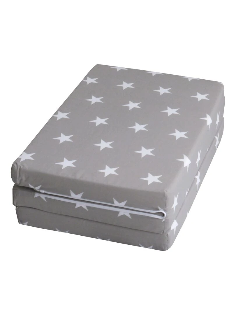 ROBA Matelas de Voyage Little Stars 60 x 120 cm Pliable + Sac de Transport Gris Blanc