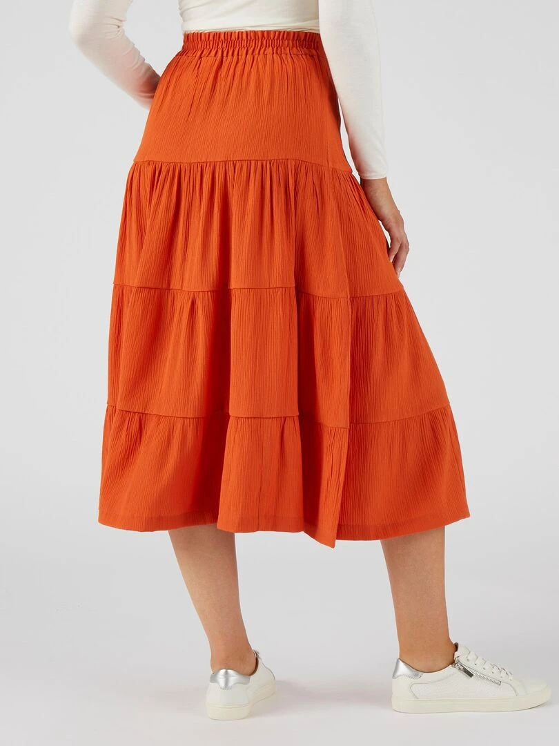 Jupe évasée crépon   Damart   Orange