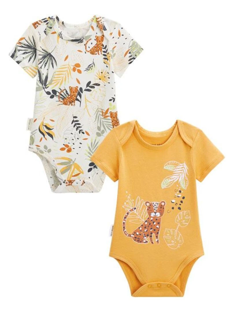 Lot de 2 bodies bébé manches courtes Wakae Moutarde