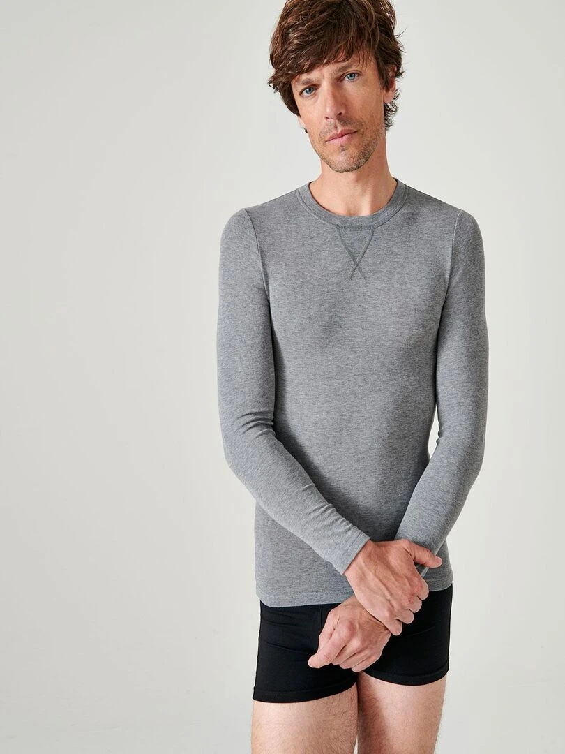 T shirt manches longues Thermolactyl Sensitive Damart Gris chiné